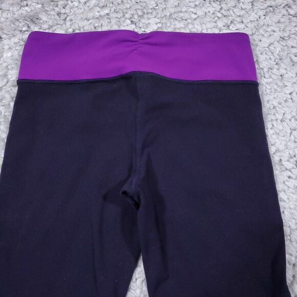 READ Lululemon Gather & Crow Crop Split Hem Black Purple Herringbone Leggings 4 - Picture 5 of 10